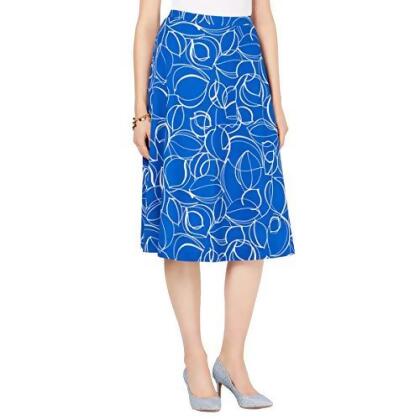Printed A-Line Midi Skirt 