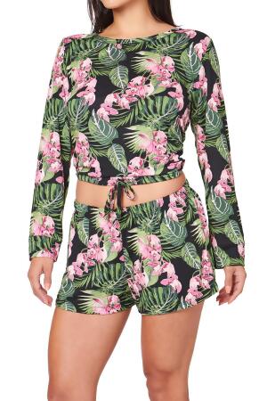 Long Sleeve Tropical Lounge Set - Rachel Roy alternate image