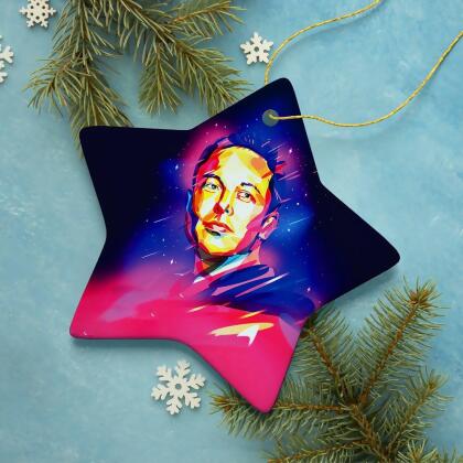 Elon Musk Christmas Ornament, Abstract Digital Art Tesla and SpaceX alternate image