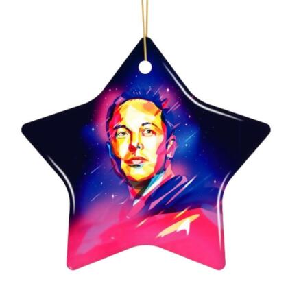 Elon Musk Christmas Ornament, Abstract Digital Art Tesla and SpaceX alternate image