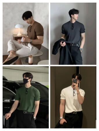 My man 時尚男士高彈圓領短袖上衣 