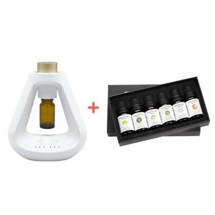 三角香薰機-組合(單機+精油) , 白色 