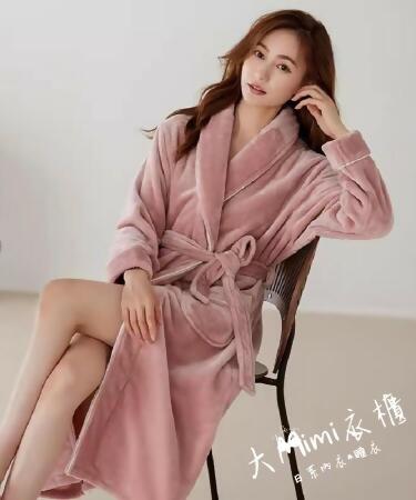 典雅法蘭絨睡袍-黑色-2XL 