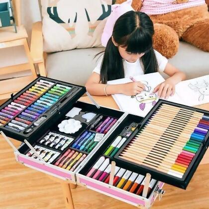 兒童水彩筆繪畫套裝禮盒畫畫蠟筆鉛筆小學生美術用品文具繪畫工具 