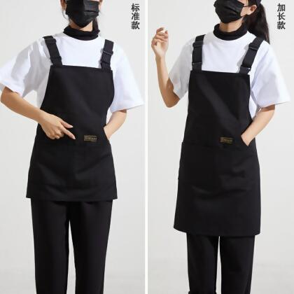 防潑水帆布圍裙男女咖啡店花店理發店水果店餐飲工裝定制印字logo 