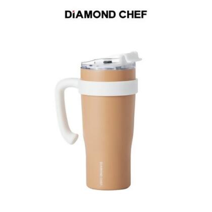 【DIAMOND CHEF】大容量陶瓷不鏽鋼保溫杯1100ml｜奶茶色 - 