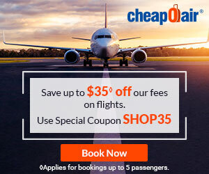 Save up to $35◊ off our Fees on Flights. Use Special Coupon SHOP35. 