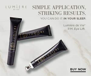 simple application, striking results. you can do it in your sleep lumiere de vie pm eye lift buy now lumiere de vide