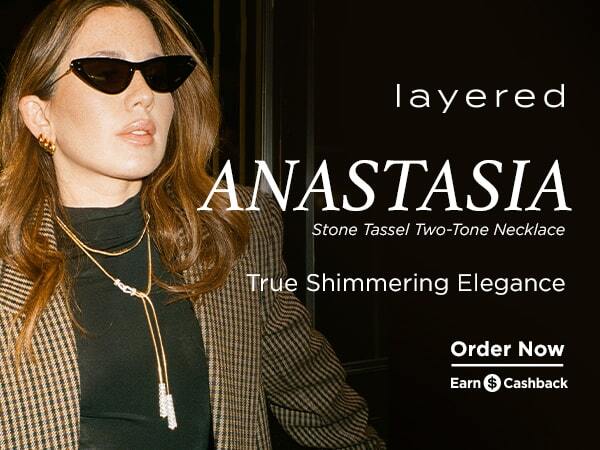 ANASTASIA Stone Tassel Two-Tone Necklace True Shimmering Elegance Order Now