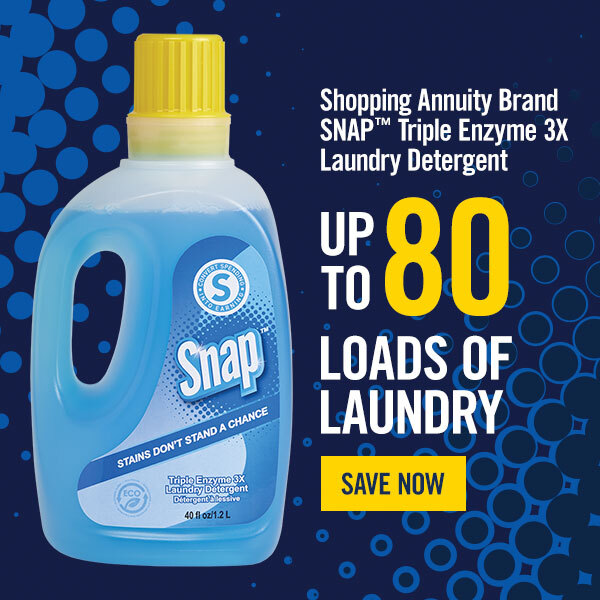 Shopping Annuity Brand SNAP® Triple Enzyme 3X Laundry Detergent One bottle does up to 80 loads of laundry Save Now