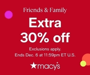 Macys - Friends & Family Sale. Extra 30% off. Exclusions apply. Ends 12/6