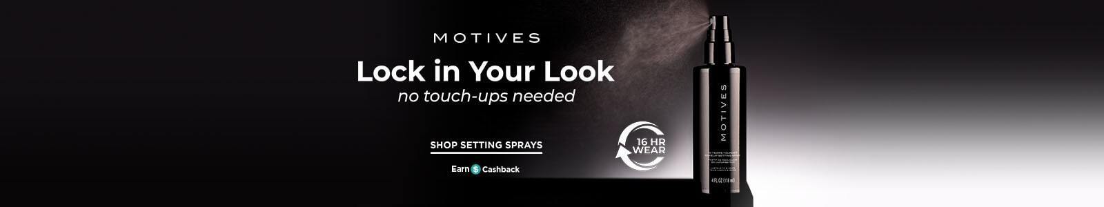 Motives Lock in Your Look no touch-ups needed Shop Setting Sprays 16 hour wear