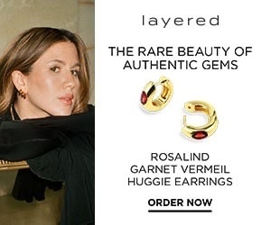 Layered. The Rare beauty of authentic gems. Rosalind garnet vermeil huggie earrings. Order Now.