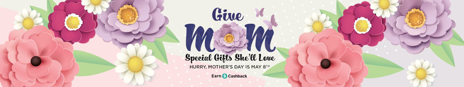 Give mom special gifts she'll love. Hurry Mother's Day is May 8th. Earn Cashback.