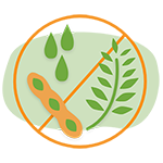 Vector art of gluten, soy and dairy crossed out.