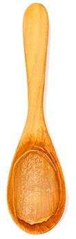 wooden spoon filled with aloe gel